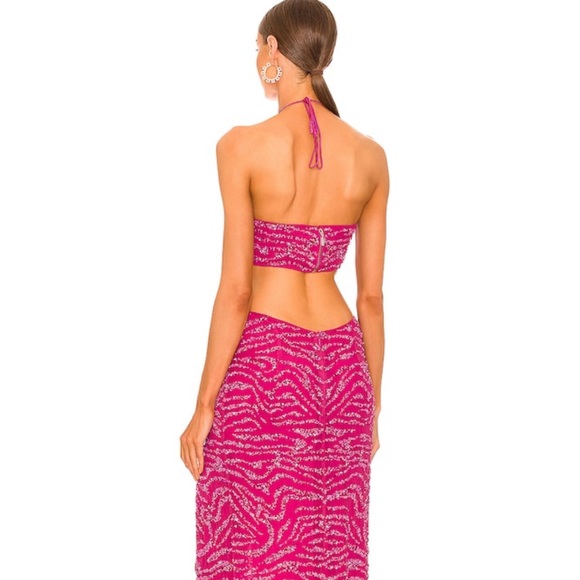 ❤️‍🔥RETROFETE Hendrix Dress in Fuchsia Rose Tiger Stripe - Picture 5 of 6